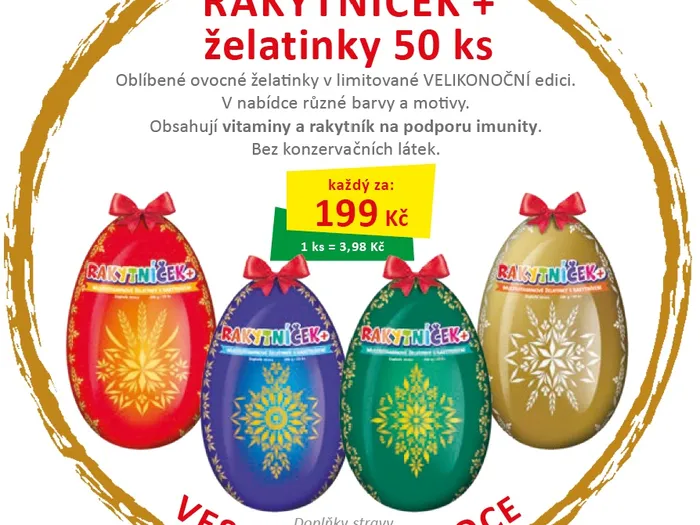 Doplněk stravy RAKYTNÍČEK+ cena 199Kč.